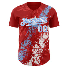 Charger l'image dans la galerie, Custom Red Light Blue-White 3D Pattern Design Splash Authentic Baseball Jersey
