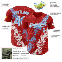 Charger l'image dans la galerie, Custom Red Light Blue-White 3D Pattern Design Splash Authentic Baseball Jersey