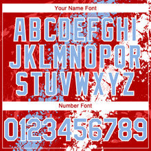 Charger l'image dans la galerie, Custom Red Light Blue-White 3D Pattern Design Splash Authentic Baseball Jersey