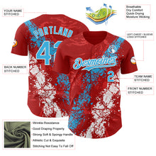 Charger l'image dans la galerie, Custom Red Sky Blue-White 3D Pattern Design Splash Authentic Baseball Jersey