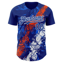 Charger l'image dans la galerie, Custom Royal Orange-White 3D Pattern Design Splash Authentic Baseball Jersey