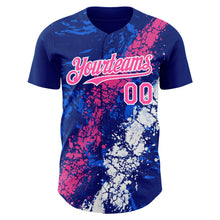 Charger l'image dans la galerie, Custom Royal Pink-White 3D Pattern Design Splash Authentic Baseball Jersey