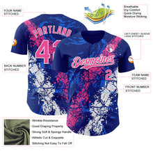 Charger l'image dans la galerie, Custom Royal Pink-White 3D Pattern Design Splash Authentic Baseball Jersey