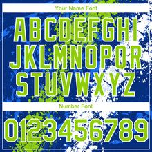 Charger l'image dans la galerie, Custom Royal Neon Green-White 3D Pattern Design Splash Authentic Baseball Jersey