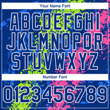 Load image into Gallery viewer, Custom Royal Neon Green Pink-White 3D Pattern Design Splash Authentic Baseball Jersey