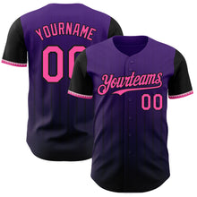 Load image into Gallery viewer, Custom Purple Pink-Black 3D Pattern Design Gradient Geometric Shape Authentic Baseball Jersey