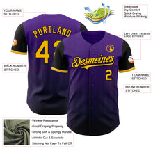 Charger l'image dans la galerie, Custom Purple Gold-Black 3D Pattern Design Gradient Geometric Shape Authentic Baseball Jersey