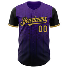 Загрузить изображение в средство просмотра галереи, Custom Purple Old Gold-Black 3D Pattern Design Gradient Geometric Shape Authentic Baseball Jersey