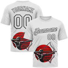 Load image into Gallery viewer, Custom White Black 3D Pattern Design Arrow Archery Bow Target Performance T-Shirt