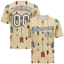 Load image into Gallery viewer, Custom Cream White-Black 3D Pattern Design Arrow Archery Bow Target Performance T-Shirt