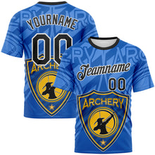 Laden Sie das Bild in den Galerie-Viewer, Custom Thunder Blue Black-White 3D Pattern Design Arrow Archery Bow Target Performance T-Shirt