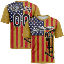 Charger l'image dans la galerie, Custom Old Gold Black-White 3D Pattern Design Arrow Archery Bow Target American Flag Performance T-Shirt