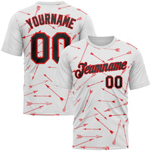 Load image into Gallery viewer, Custom White Black-Fire Red 3D Pattern Design Arrow Archery Bow Target Performance T-Shirt