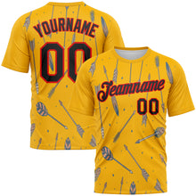 Load image into Gallery viewer, Custom Gold Black-Fire Red 3D Pattern Design Arrow Archery Bow Target Performance T-Shirt