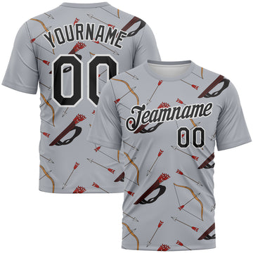 Custom Gray Black-White 3D Pattern Design Arrow Archery Bow Target Performance T-Shirt