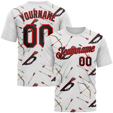 Load image into Gallery viewer, Custom White Black-Fire Red 3D Pattern Design Arrow Archery Bow Target Performance T-Shirt