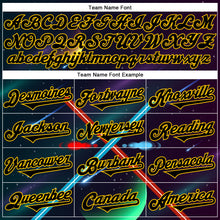 Load image into Gallery viewer, Custom Black Yellow 3D Pattern Design Outer Space Light Swords Authentic Baseball Jersey