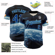 Загрузить изображение в средство просмотра галереи, Custom Black Royal-Ice Blue 3D Pattern Design Outer Space Starships Authentic Baseball Jersey