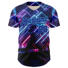 Загрузить изображение в средство просмотра галереи, Custom Blue Dark Purple-Sky Blue 3D Pattern Design Outer Space Light Swords American Flag Authentic Baseball Jersey