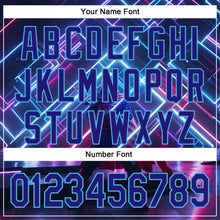 Загрузить изображение в средство просмотра галереи, Custom Blue Dark Purple-Sky Blue 3D Pattern Design Outer Space Light Swords American Flag Authentic Baseball Jersey