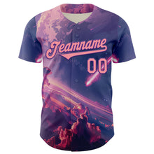 Загрузить изображение в средство просмотра галереи, Custom Purple Medium Pink 3D Pattern Design Outer Space Authentic Baseball Jersey