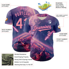 Загрузить изображение в средство просмотра галереи, Custom Purple Medium Pink 3D Pattern Design Outer Space Authentic Baseball Jersey