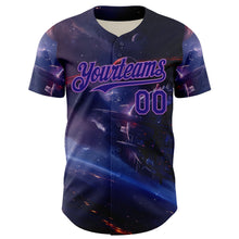 Загрузить изображение в средство просмотра галереи, Custom Blue Dark Purple-Medium Purple 3D Pattern Design Outer Space Starships Authentic Baseball Jersey