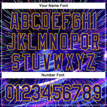 Load image into Gallery viewer, Custom Blue Dark Purple-Gold 3D Pattern Design Outer Space Time Travel Authentic Baseball Jersey