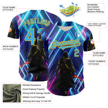 Загрузить изображение в средство просмотра галереи, Custom Blue Sky Blue-Gold 3D Pattern Design Outer Space Light Swords Authentic Baseball Jersey