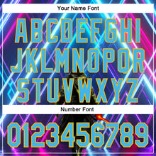 Загрузить изображение в средство просмотра галереи, Custom Blue Sky Blue-Gold 3D Pattern Design Outer Space Light Swords Authentic Baseball Jersey