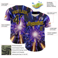 Load image into Gallery viewer, Custom Blue Black-Yellow 3D Pattern Design Outer Space Time Travel Authentic Baseball Jersey