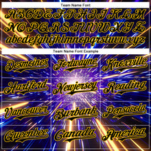 Load image into Gallery viewer, Custom Blue Black-Yellow 3D Pattern Design Outer Space Time Travel Authentic Baseball Jersey