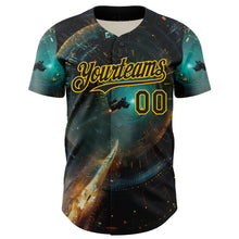 Загрузить изображение в средство просмотра галереи, Custom Blue Black-Yellow 3D Pattern Design Outer Space Starships Authentic Baseball Jersey