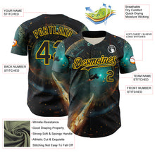Загрузить изображение в средство просмотра галереи, Custom Blue Black-Yellow 3D Pattern Design Outer Space Starships Authentic Baseball Jersey