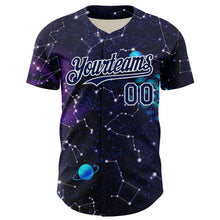 Загрузить изображение в средство просмотра галереи, Custom Dark Purple Navy-White 3D Pattern Design Outer Space Galaxy Solar Authentic Baseball Jersey
