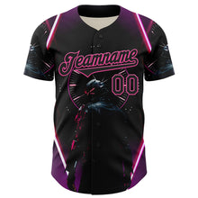 Загрузить изображение в средство просмотра галереи, Custom Blue Black-Pink 3D Pattern Design Outer Space Light Swords Authentic Baseball Jersey