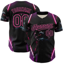 Загрузить изображение в средство просмотра галереи, Custom Blue Black-Pink 3D Pattern Design Outer Space Light Swords Authentic Baseball Jersey