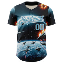 Загрузить изображение в средство просмотра галереи, Custom Blue Shadow Blue-White 3D Pattern Design Outer Space Starships Authentic Baseball Jersey