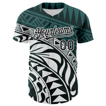 Загрузить изображение в средство просмотра галереи, Custom Teal Black-White 3D Polynesian Style Islander Authentic Baseball Jersey