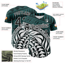 Загрузить изображение в средство просмотра галереи, Custom Teal Black-White 3D Polynesian Style Islander Authentic Baseball Jersey