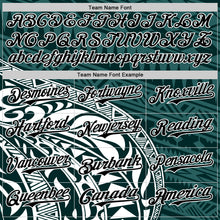 Загрузить изображение в средство просмотра галереи, Custom Teal Black-White 3D Polynesian Style Islander Authentic Baseball Jersey