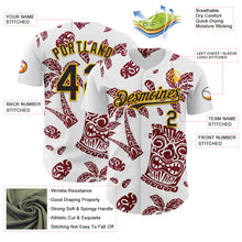 Загрузить изображение в средство просмотра галереи, Custom White Black Crimson-Gold 3D Polynesian Style Tiki Culture Islander Authentic Baseball Jersey