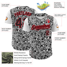 Загрузить изображение в средство просмотра галереи, Custom White Black-Fire Red 3D Polynesian Style Islander Authentic Baseball Jersey