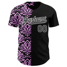 Загрузить изображение в средство просмотра галереи, Custom Black Purple-White 3D Polynesian Style Islander Authentic Baseball Jersey