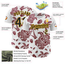 Загрузить изображение в средство просмотра галереи, Custom White Black Crimson-Gold 3D Polynesian Style Palm Trees Islander Authentic Baseball Jersey