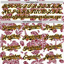 Загрузить изображение в средство просмотра галереи, Custom White Black Crimson-Gold 3D Polynesian Style Palm Trees Islander Authentic Baseball Jersey