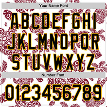 Загрузить изображение в средство просмотра галереи, Custom White Black Crimson-Gold 3D Polynesian Style Palm Trees Islander Authentic Baseball Jersey