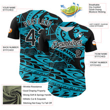 Загрузить изображение в средство просмотра галереи, Custom Black Lakes Blue-White 3D Polynesian Style Islander Authentic Baseball Jersey
