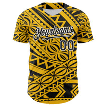 Загрузить изображение в средство просмотра галереи, Custom Yellow Black-White 3D Polynesian Style Islander Authentic Baseball Jersey