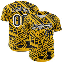 Загрузить изображение в средство просмотра галереи, Custom Yellow Black-White 3D Polynesian Style Islander Authentic Baseball Jersey